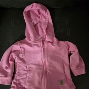 Carhartt Girls' Pink Hooded Zip-Up Sweatshirt